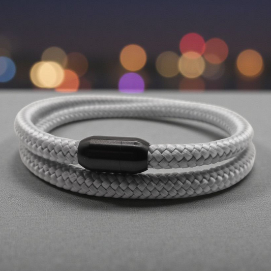 Segeltau-Armband "UNI DOUBLE" in Silber-Grau | 8mm