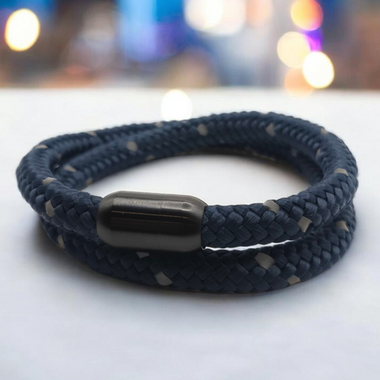 Segeltau-Armband "REFLECTIVE DOUBLE" in Deep-Sea-Blau | 8mm