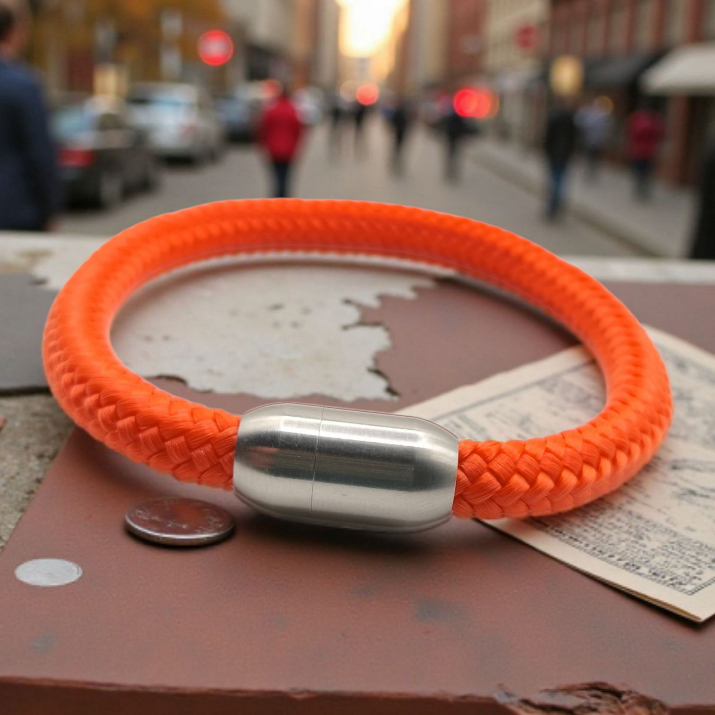 Segeltau-Armband "UNI" in Neon-Orange | 8mm