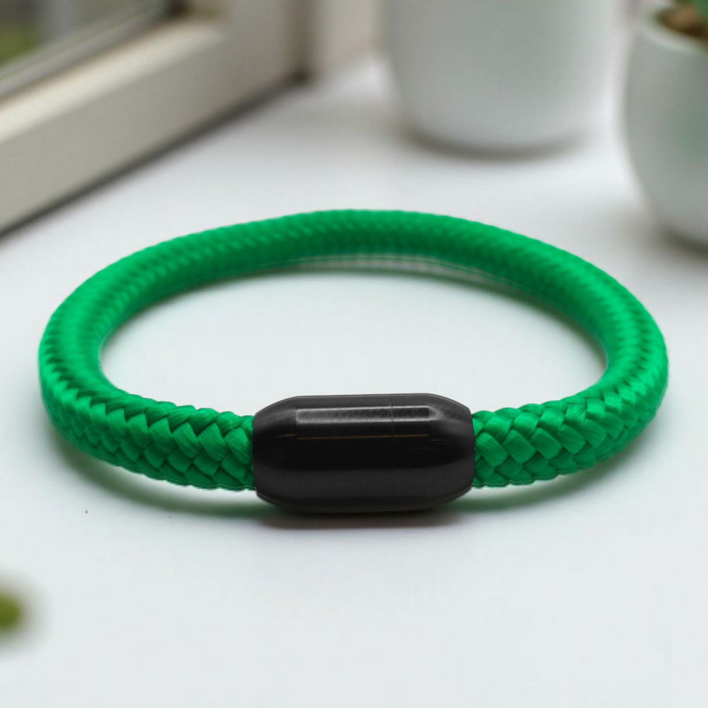 Segeltau-Armband "UNI" in Metallic-Grasgrün | 6mm