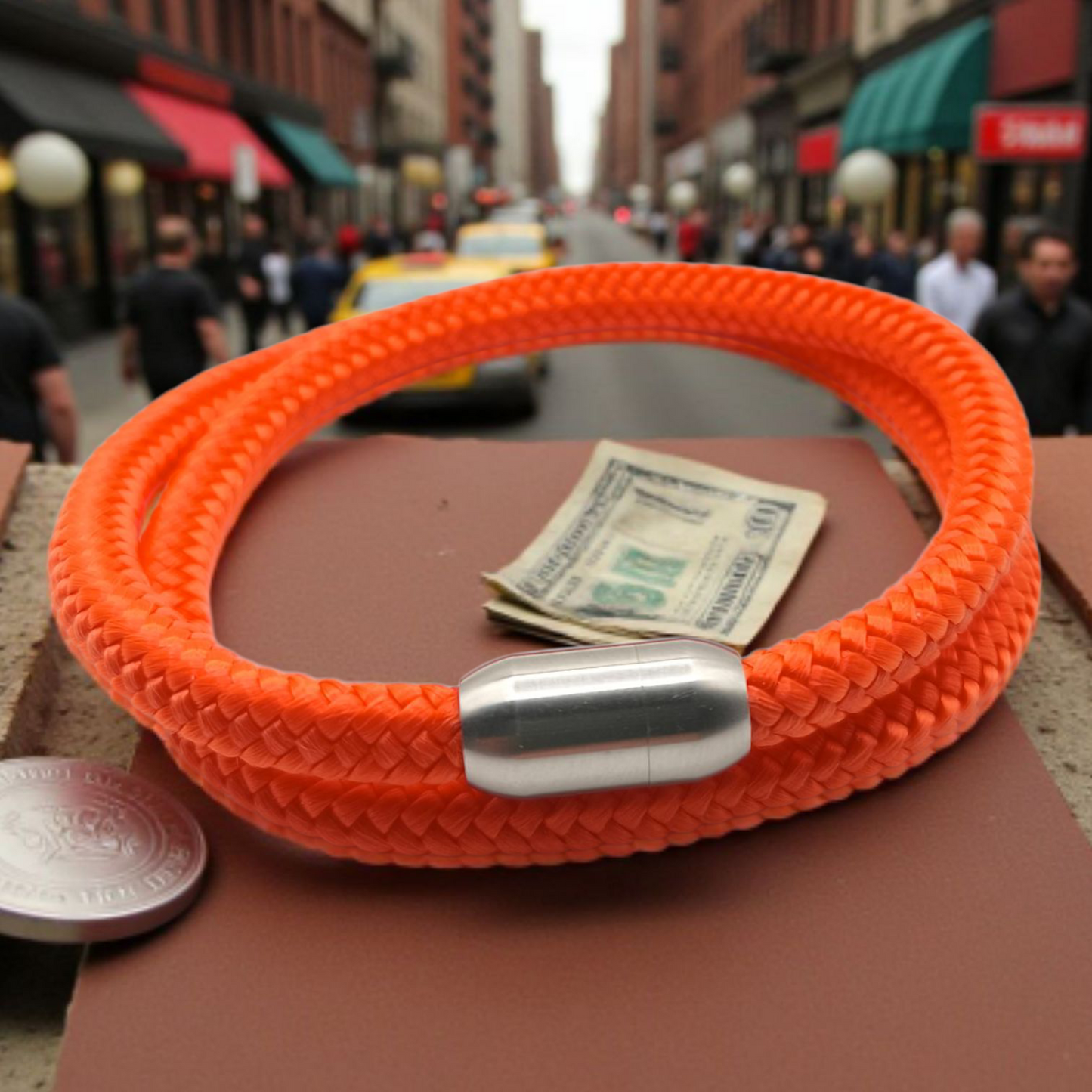 Segeltau-Armband "UNI DOUBLE" in Neon-Orange | 8mm