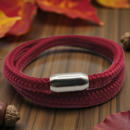 Segeltau-Armband "UNI DOUBLE" in Ruby-Rot | 6mm