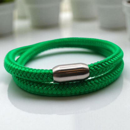 Segeltau-Armband "UNI DOUBLE" in Metallic-Grasgrün | 6mm
