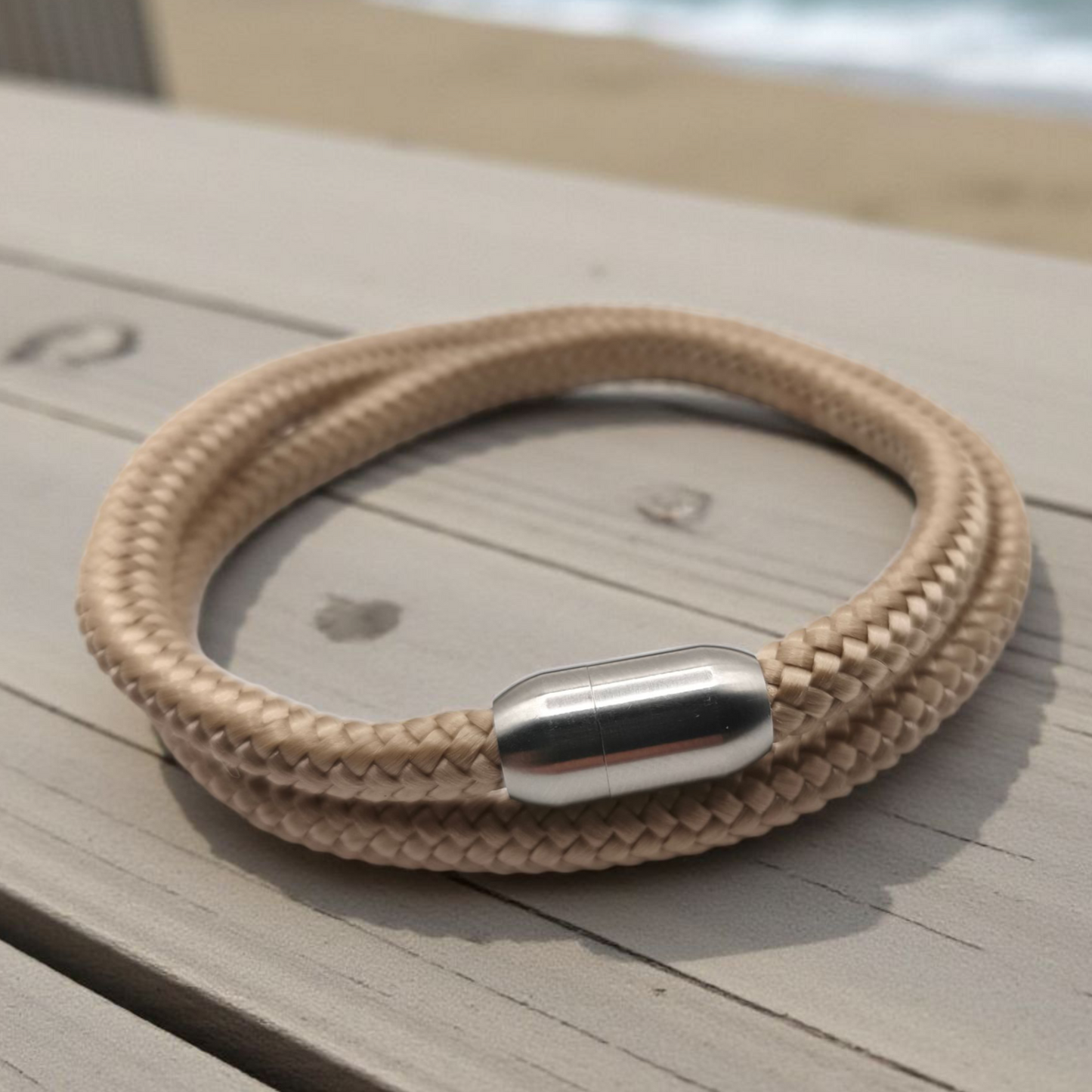 Segeltau-Armband "UNI DOUBLE" in Beige | 8mm