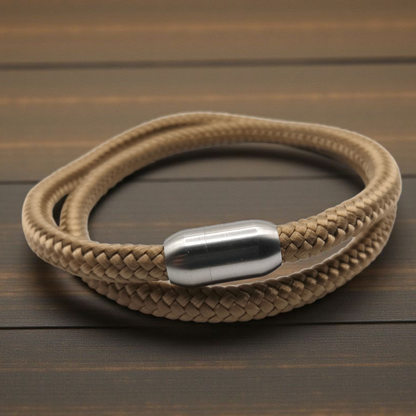 Segeltau-Armband "UNI DOUBLE" in Gold-Braun | 8mm