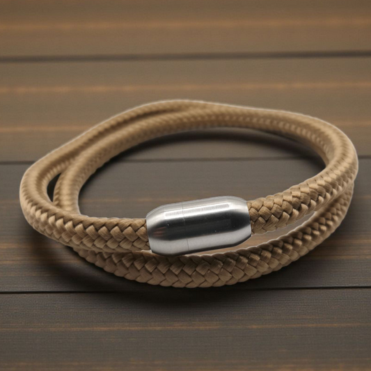 Segeltau-Armband "UNI DOUBLE" in Gold-Braun | 8mm