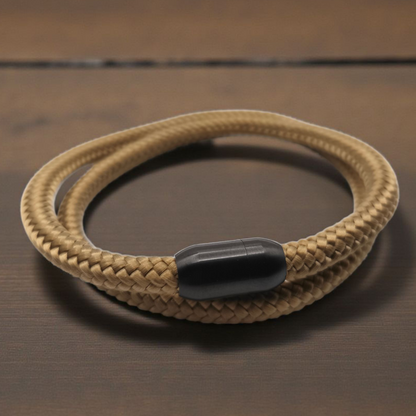 Segeltau-Armband "UNI DOUBLE" in Gold-Braun | 8mm