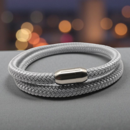 Segeltau-Armband "UNI DOUBLE" in Silber-Grau | 8mm
