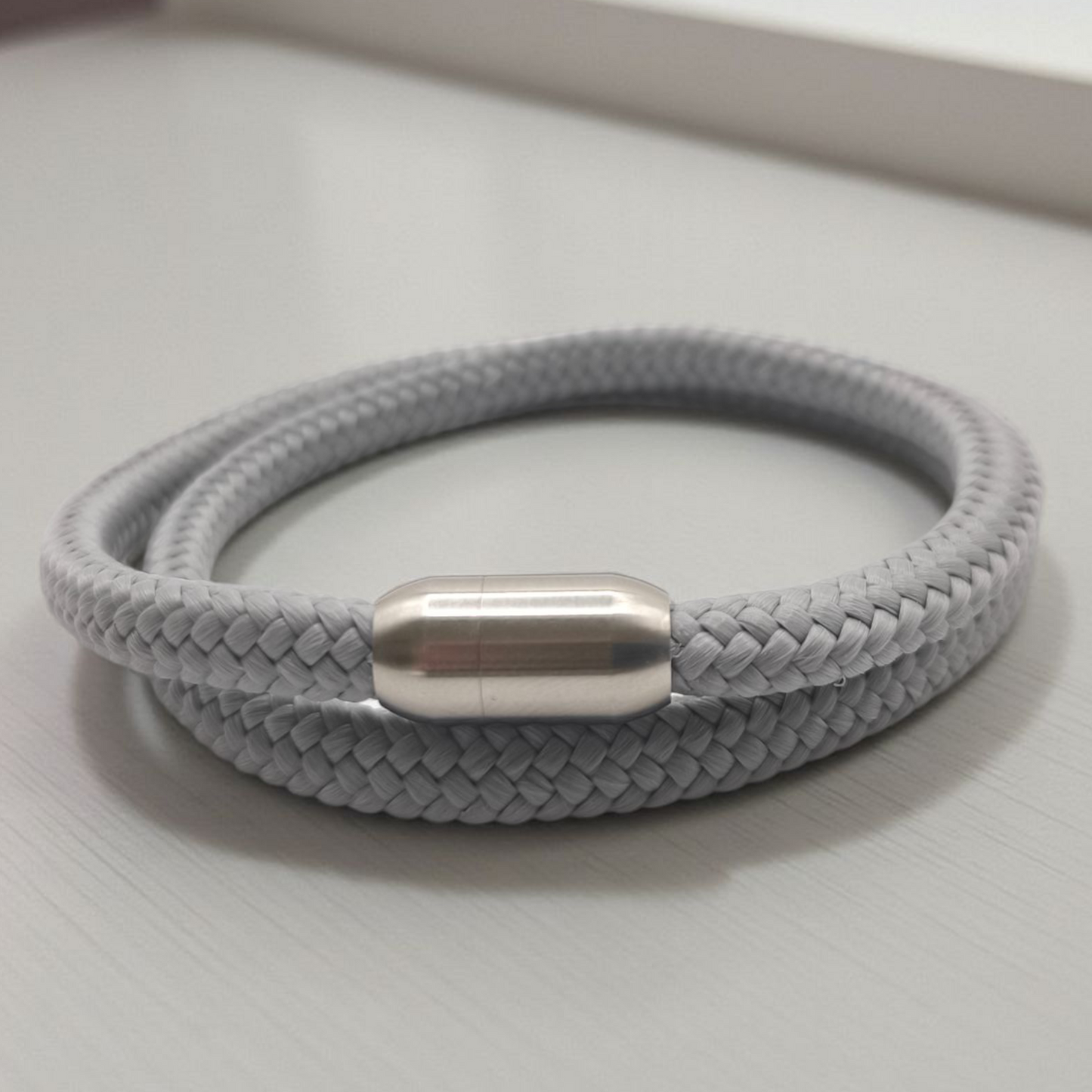 Segeltau-Armband "UNI DOUBLE" in Cement-Grau | 8mm