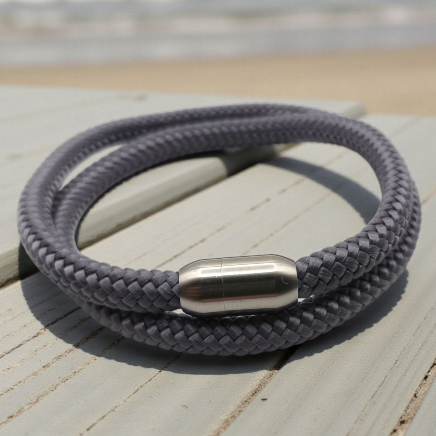 Segeltau-Armband "UNI DOUBLE" in Charcoal-Grau | 8mm