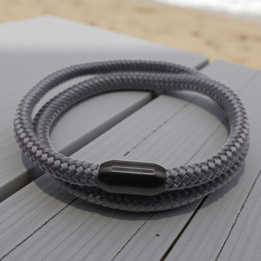 Segeltau-Armband "UNI DOUBLE" in Charcoal-Grau | 8mm