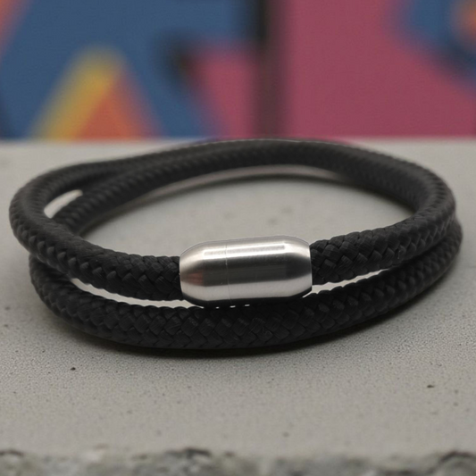 Segeltau-Armband "UNI DOUBLE" in Schwarz | 8mm