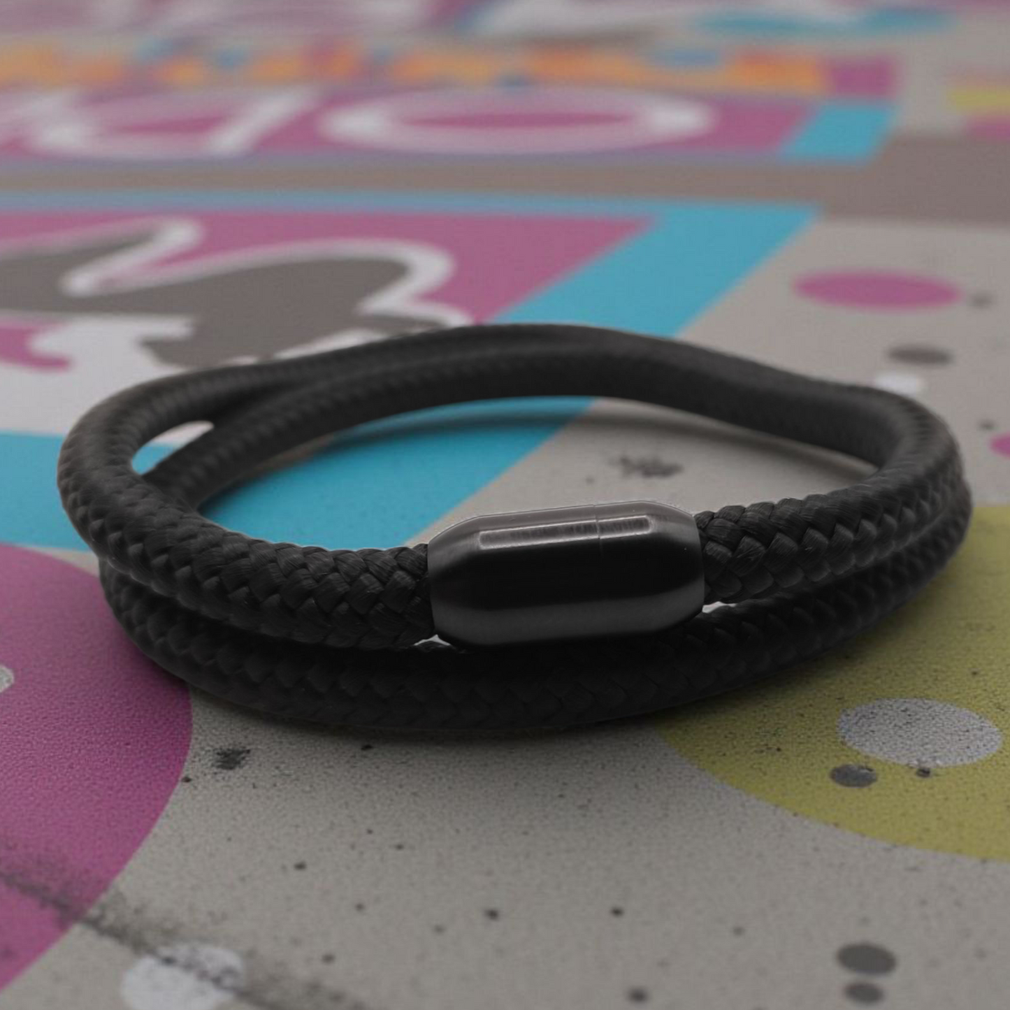 Segeltau-Armband "UNI DOUBLE" in Schwarz | 8mm