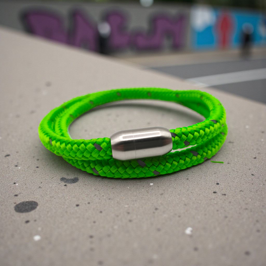 Segeltau-Armband "REFLECTIVE DOUBLE" in Neon-Grün | 6mm