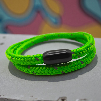 Segeltau-Armband "REFLECTIVE DOUBLE" in Neon-Grün | 6mm