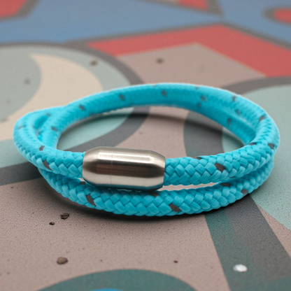 Segeltau-Armband "REFLECTIVE DOUBLE" in Türkis | 8mm