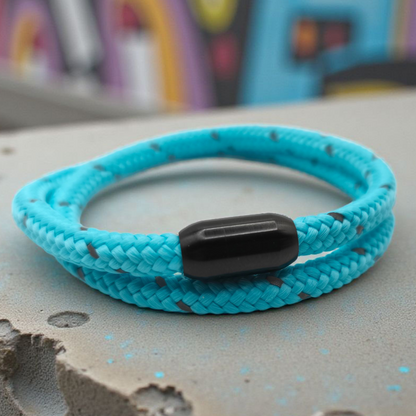 Segeltau-Armband "REFLECTIVE DOUBLE" in Türkis | 8mm