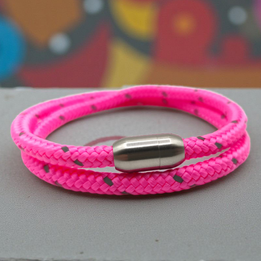 Segeltau-Armband "REFLECTIVE DOUBLE" in Neon-Rosa | 6mm