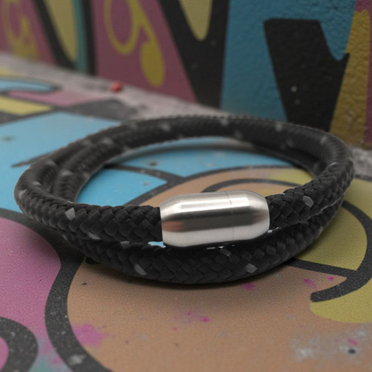 Segeltau-Armband "REFLECTIVE DOUBLE" in Schwarz | 8mm