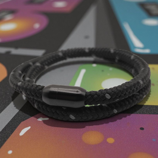 Segeltau-Armband "REFLECTIVE DOUBLE" in Schwarz | 8mm