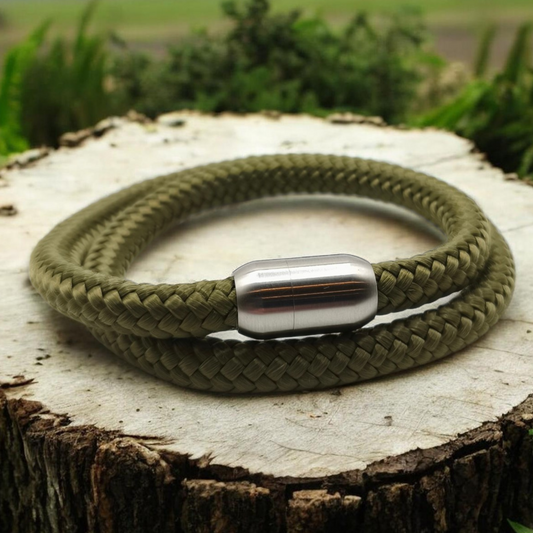 Segeltau-Armband "UNI DOUBLE" in Oliv-Grün | 8mm