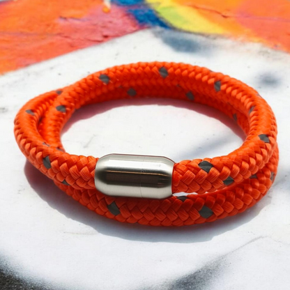 Segeltau-Armband "REFLECTIVE DOUBLE" in Neon-Orange | 8mm