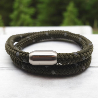 Segeltau-Armband "REFLECTIVE DOUBLE" in Army-Grün | 8mm