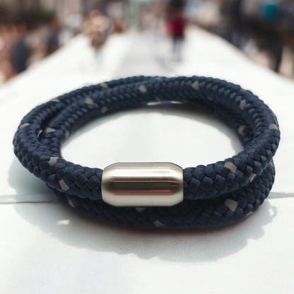 Segeltau-Armband "REFLECTIVE DOUBLE" in Deep-Sea-Blau | 8mm