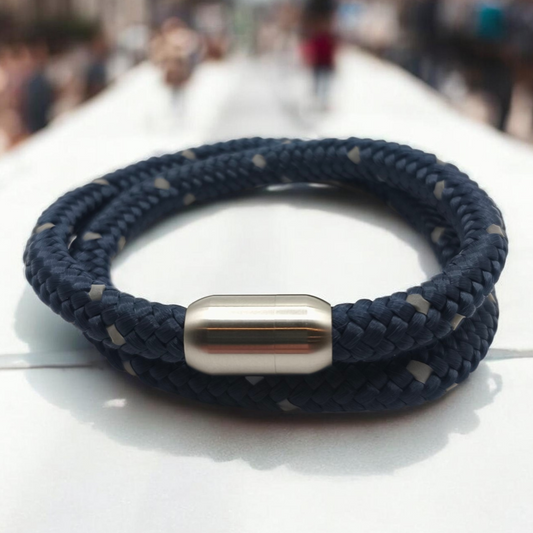 Segeltau-Armband "REFLECTIVE DOUBLE" in Deep-Sea-Blau | 8mm