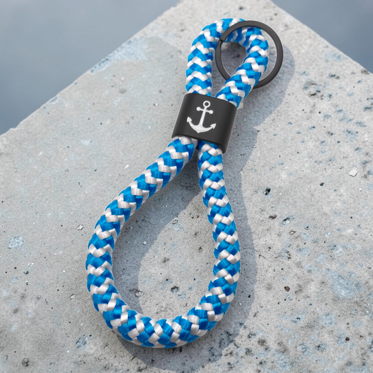 Double-Loop Schlüsselanhänger "North Sea" mit Motiv | 10mm Segeltau | 16cm Länge