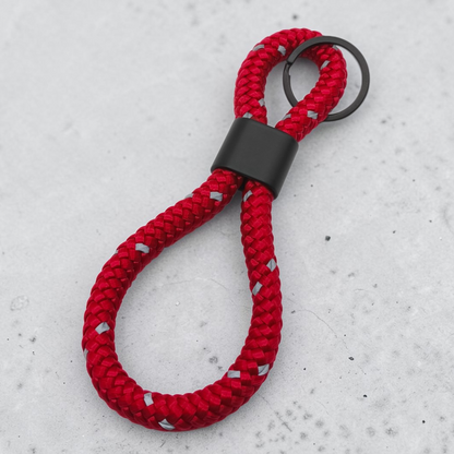 Double Loop Schlüsselanhänger "Reflective" in Himbeere | 10mm Segeltau | 16cm Länge