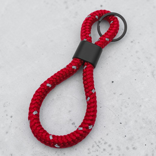Double Loop Schlüsselanhänger "Reflective" in Himbeere | 10mm Segeltau | 16cm Länge