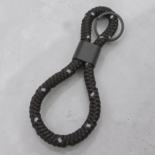 Double-Loop Schlüsselanhänger "Reflective" in Schwarz | 10mm Segeltau | 16cm Länge