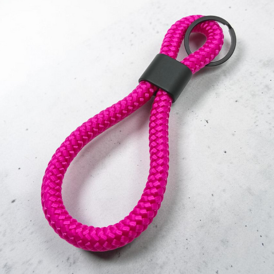 Double-Loop Schlüsselanhänger "UNI" in Fuchsie | 10mm Segeltau | 16cm Länge