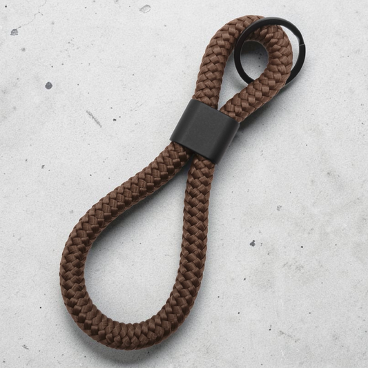 Double-Loop Schlüsselanhänger "UNI" in Braun | 10mm Segeltau | 16cm Länge