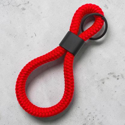 Double-Loop Schlüsselanhänger "UNI" in Rot | 10mm Segeltau | 16cm Länge