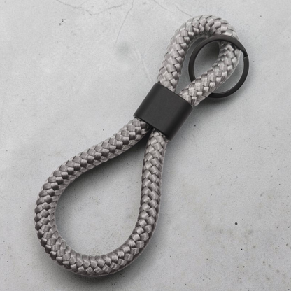 Double-Loop Schlüsselanhänger "UNI" in Shiny-Silber | 10mm Segeltau | 16cm Länge