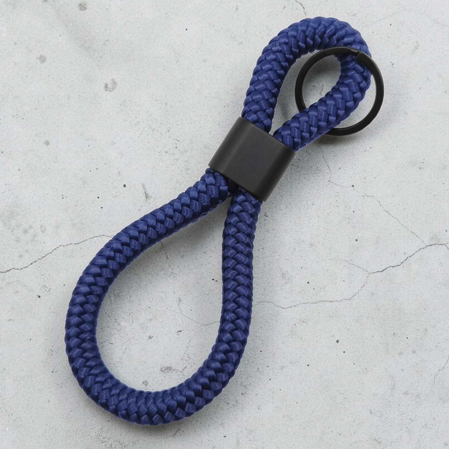 Double-Loop Schlüsselanhänger "UNI" in Dunkelblau | 10mm Segeltau | 16cm Länge