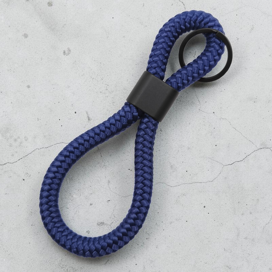 Double-Loop Schlüsselanhänger "UNI" in Dunkelblau | 10mm Segeltau | 16cm Länge