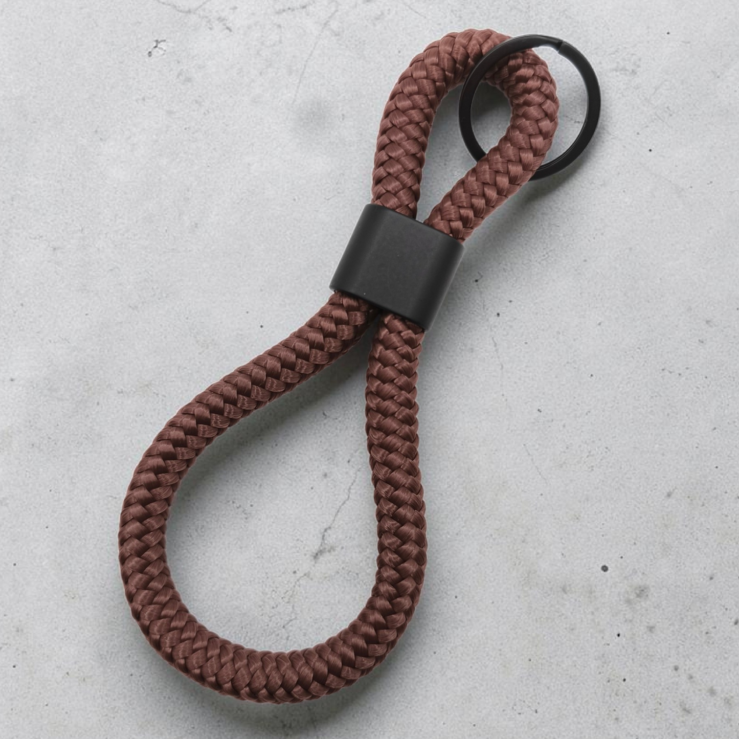 Double-Loop Schlüsselanhänger "UNI" in Chocolate-Braun | 10mm Segeltau | 16cm Länge