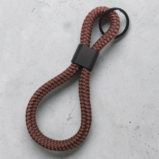 Double-Loop Schlüsselanhänger "UNI" in Chocolate-Braun | 10mm Segeltau | 16cm Länge