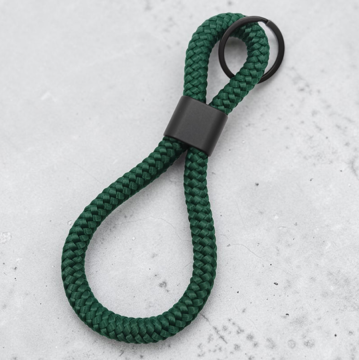 Double-Loop Schlüsselanhänger "UNI" in Dark-Grün | 10mm Segeltau | 16cm Länge