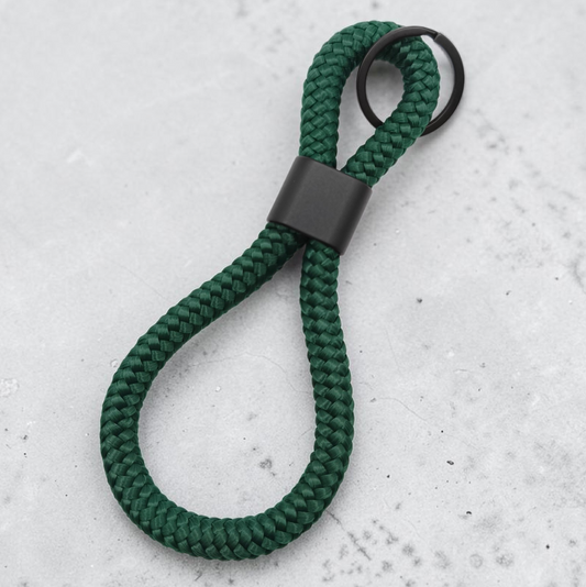 Double-Loop Schlüsselanhänger "UNI" in Dark-Grün | 10mm Segeltau | 16cm Länge
