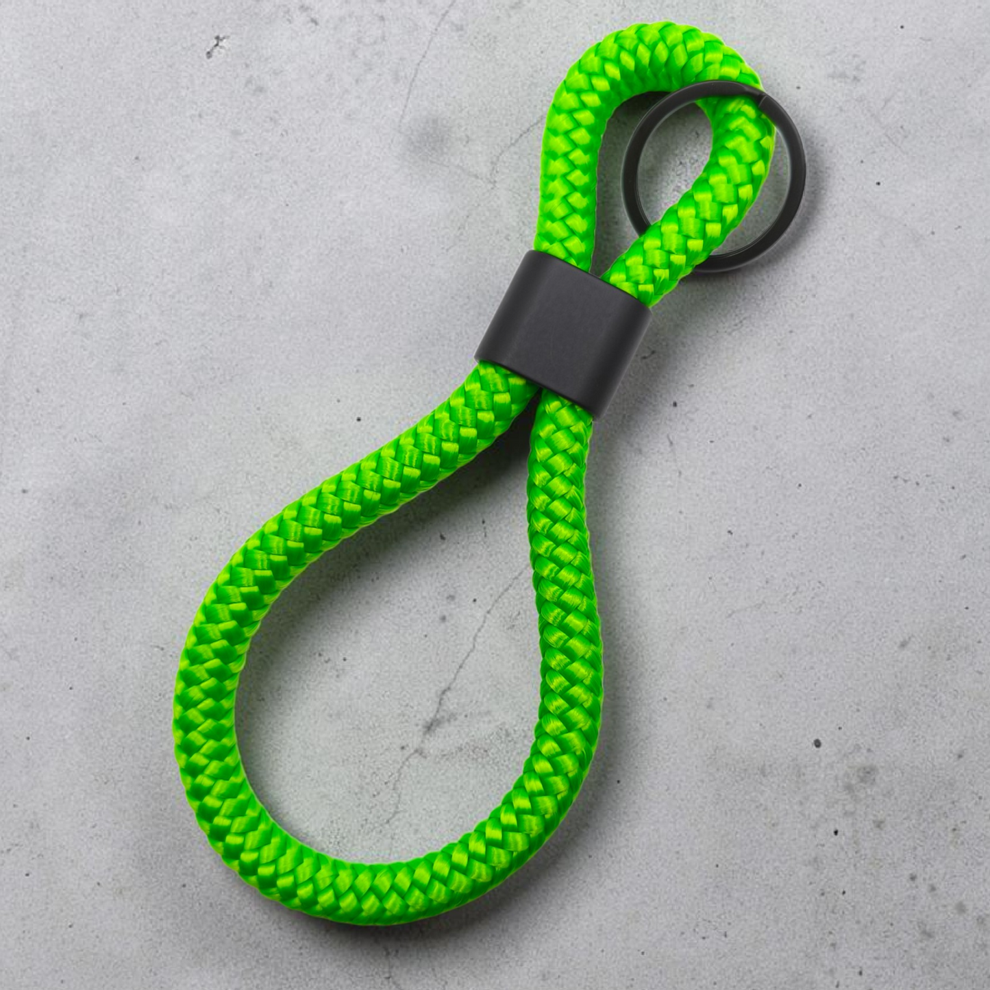 Double-Loop Schlüsselanhänger "UNI" in Neon-Grün | 10mm Segeltau | 16cm Länge