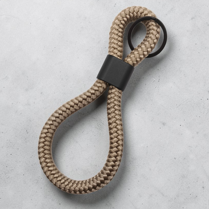 Double-Loop Schlüsselanhänger "UNI" in Tan | 10mm Segeltau | 16cm Länge