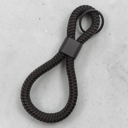 Double-Loop Schlüsselanhänger "UNI" in Schwarz | 10mm Segeltau | 16cm Länge