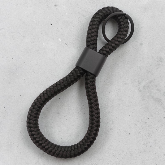 Double-Loop Schlüsselanhänger "UNI" in Schwarz | 10mm Segeltau | 16cm Länge