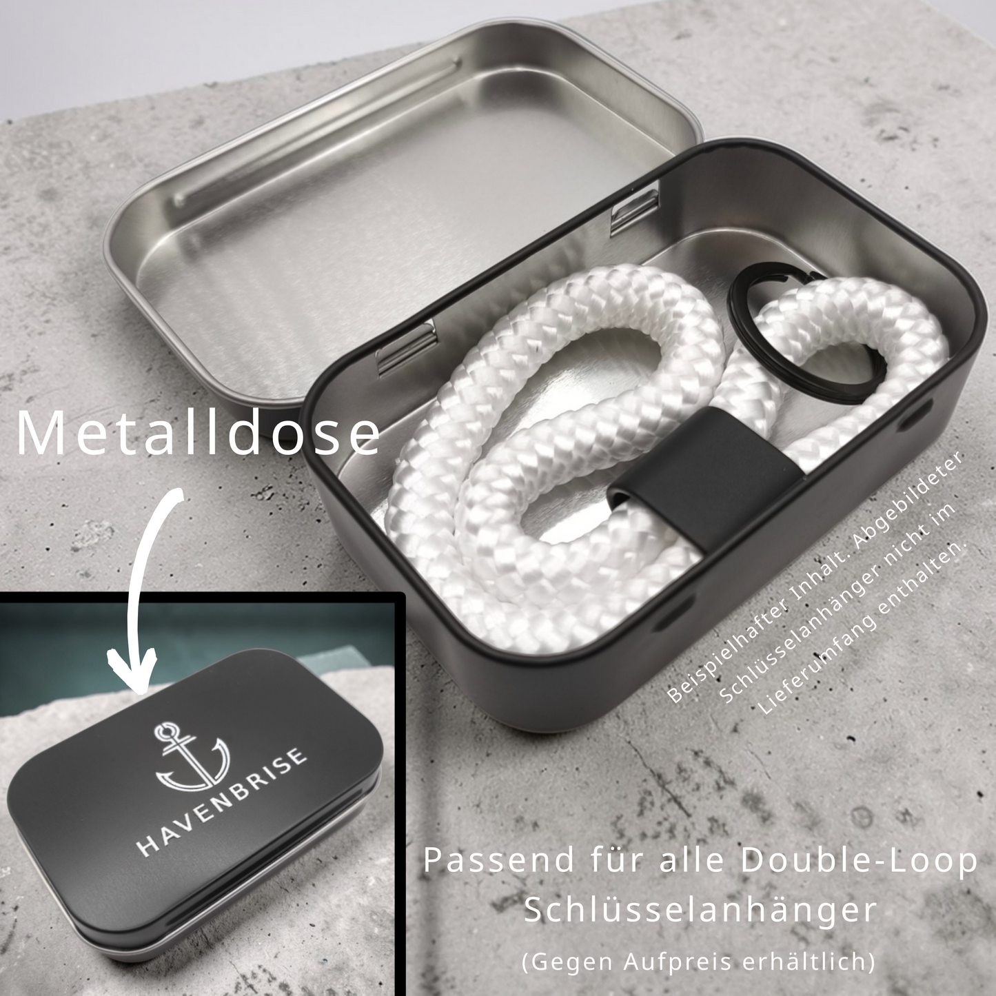 Double-Loop Schlüsselanhänger als "Mix it" | 10mm Segeltau | 16cm Länge